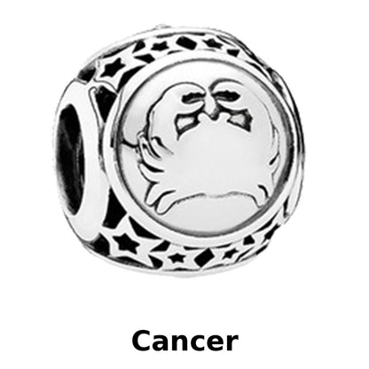 Zodiac Signs Silver Pendora Style Round Spacer Finding for DIY Jewelry Making