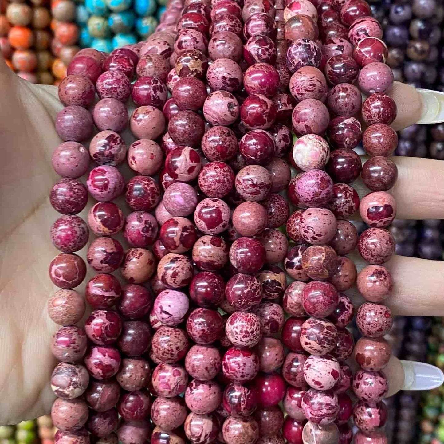 Sea Sediment Japser Beads 4mm/6mm/8mm/10mm Round Smooth Beads
