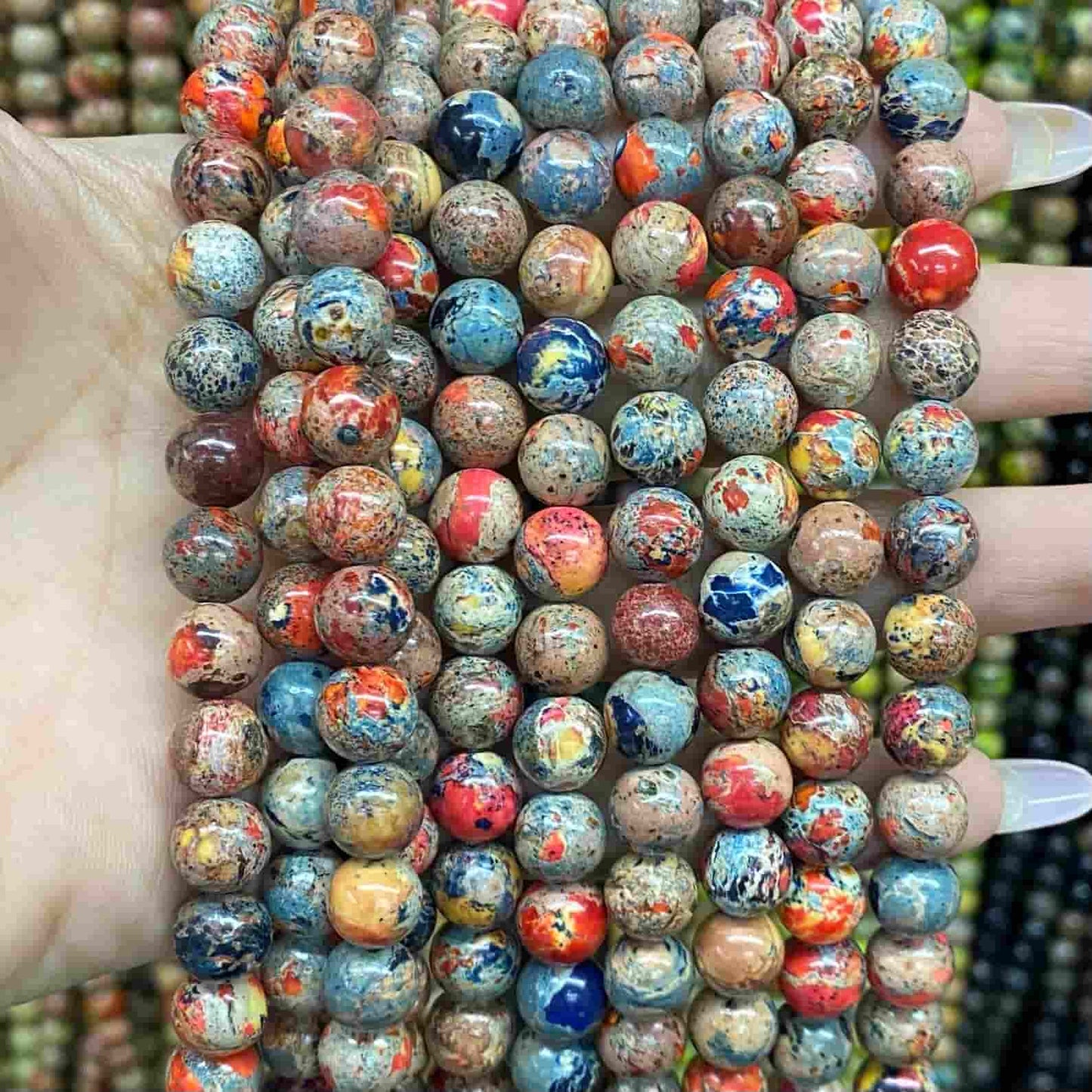 Sea Sediment Japser Beads 4mm/6mm/8mm/10mm Round Smooth Beads