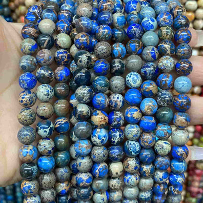 Sea Sediment Japser Beads 4mm/6mm/8mm/10mm Round Smooth Beads