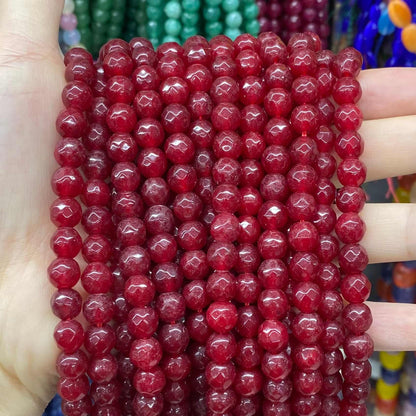 $1.99-8mm Color Jade Beads Round Smooth/Faceted Beads