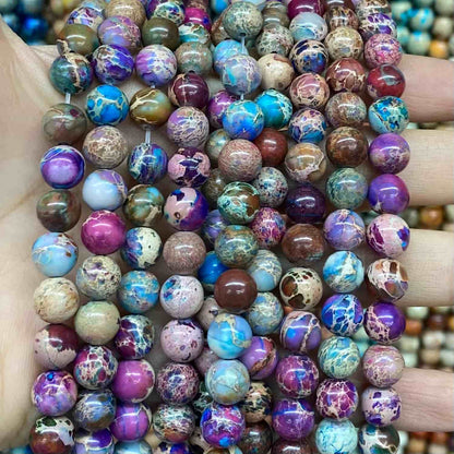 Sea Sediment Japser Beads 4mm/6mm/8mm/10mm Round Smooth Beads
