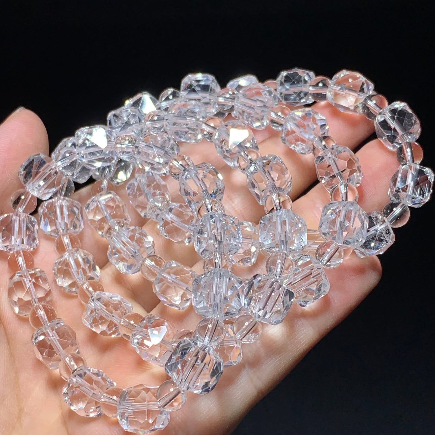 New clear quartz faceted cube bracelet