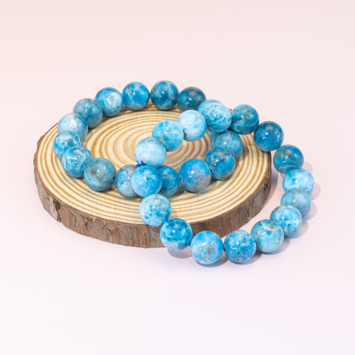 12mm Beaded Natural Blue Apatite Bracelet Wholesale