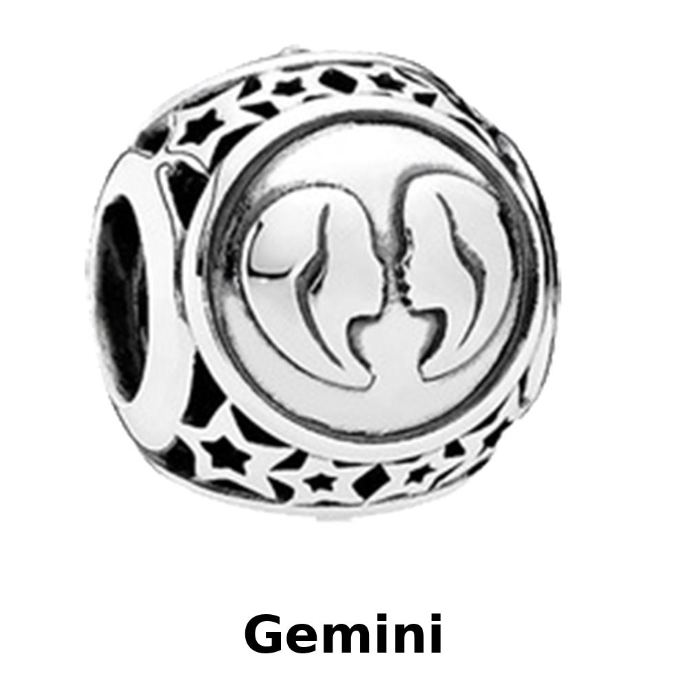 Zodiac Signs Silver Pendora Style Round Spacer Finding for DIY Jewelry Making