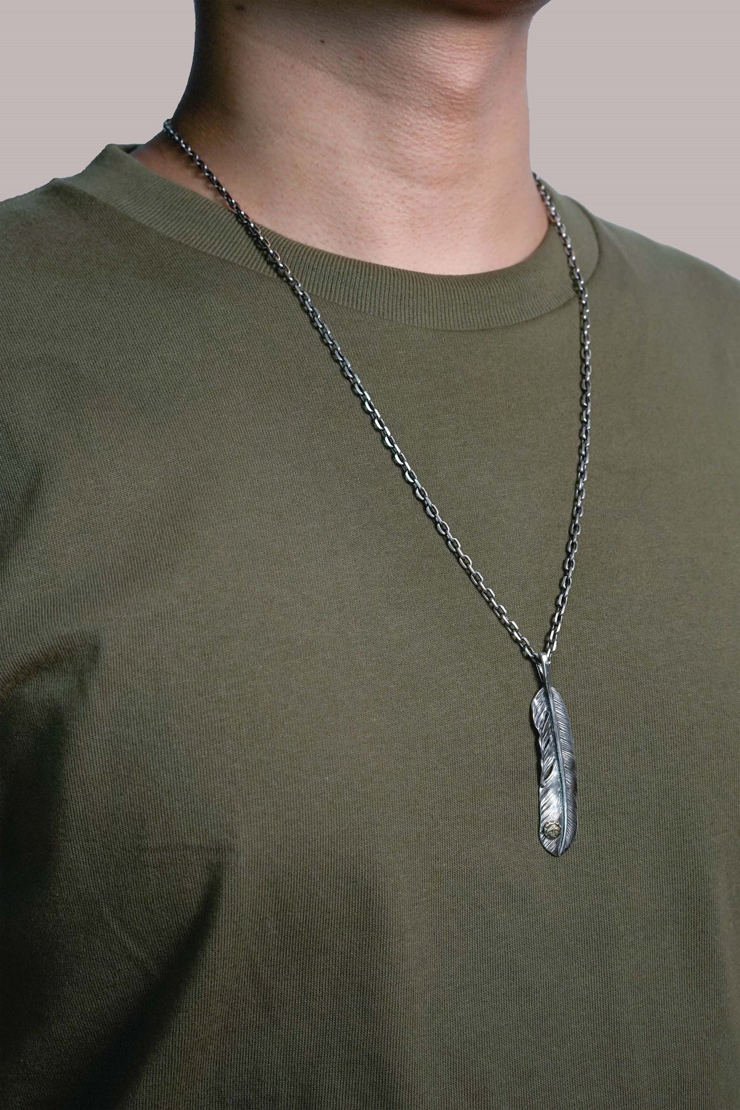 Right Feather Simple Leaf Retro 925 Silver Goro Takahashi Pendant