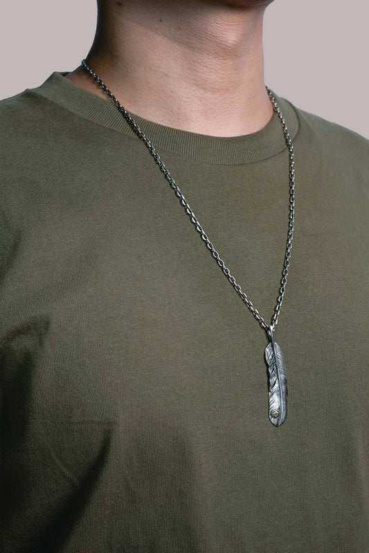 Right Feather Simple Leaf Retro 925 Silver Goro Takahashi Pendant