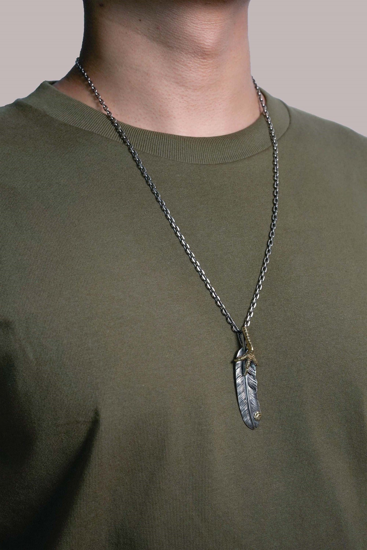 Left Eagle Claw Feather Retro 925 Silver Pendant Japan Takahashi Goro with Sign