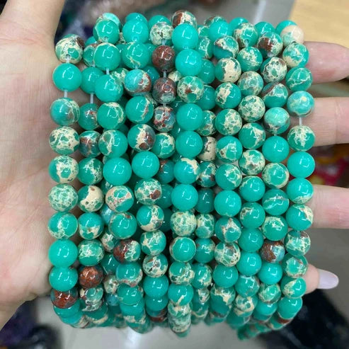 Green Imperial Jasper Round Smooth Beads 4mm 6mm 8mm 10mm