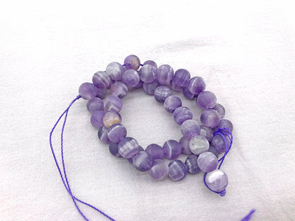 Matte Round Chevron Amethyst Beads