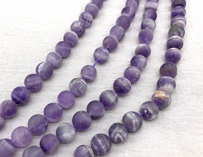 Matte Round Chevron Amethyst Beads