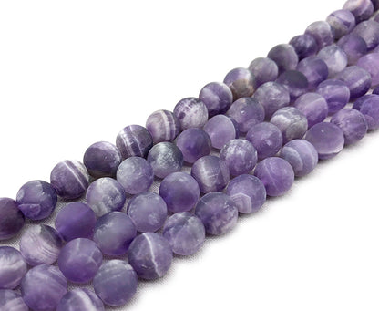 Matte Round Chevron Amethyst Beads
