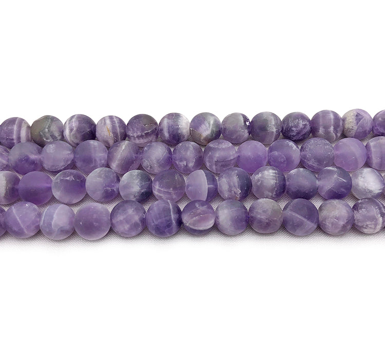 Matte Round Chevron Amethyst Beads