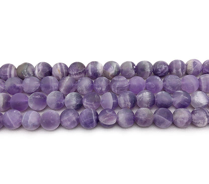 Matte Round Chevron Amethyst Beads