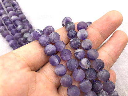 Matte Round Chevron Amethyst Beads