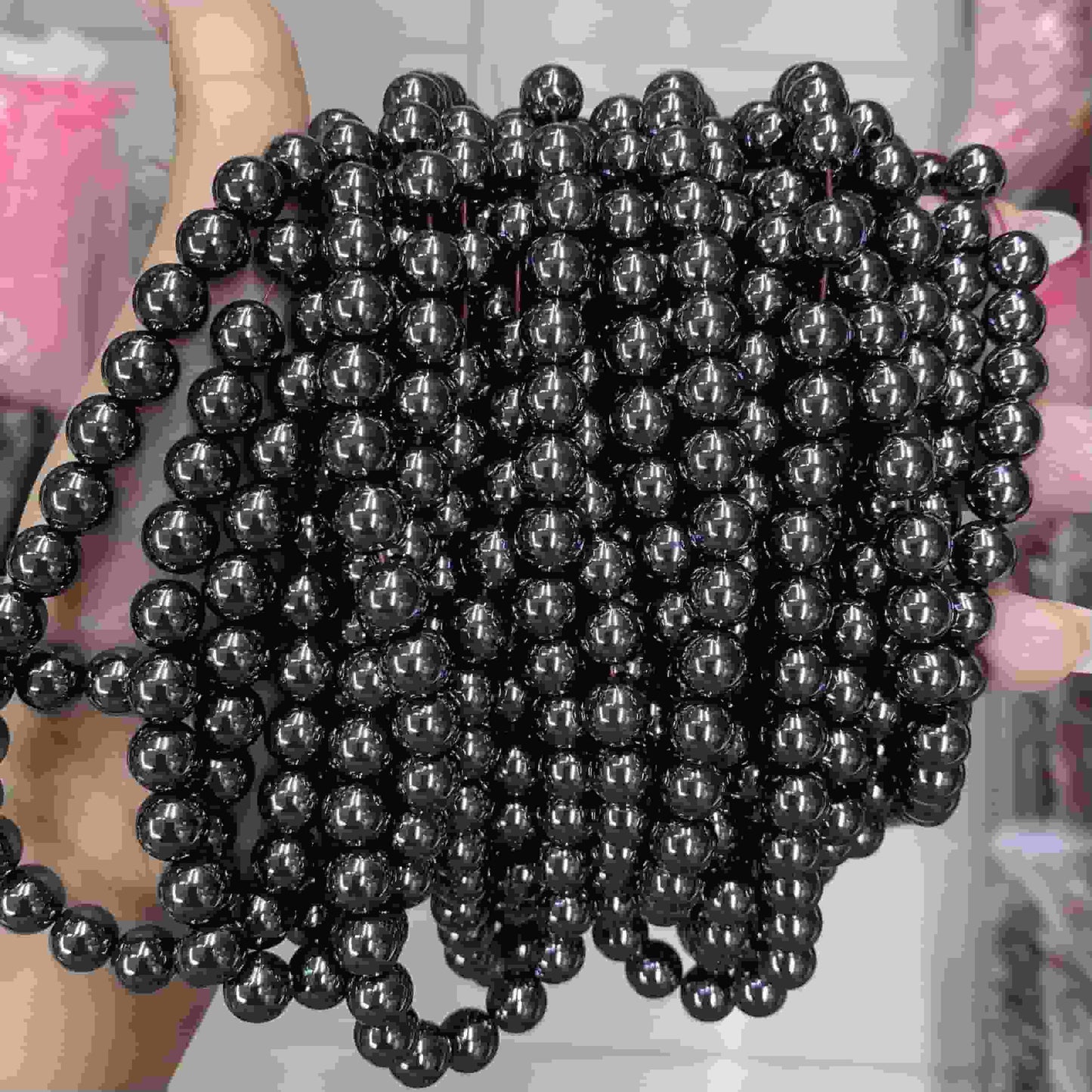 Round Gray Color Non-Magnetic Hematite Beads