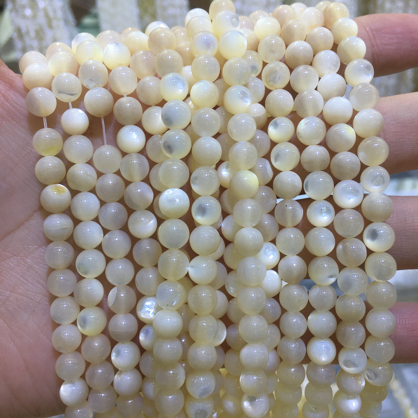 Round Smooth Mother of Pearl MOP Beads