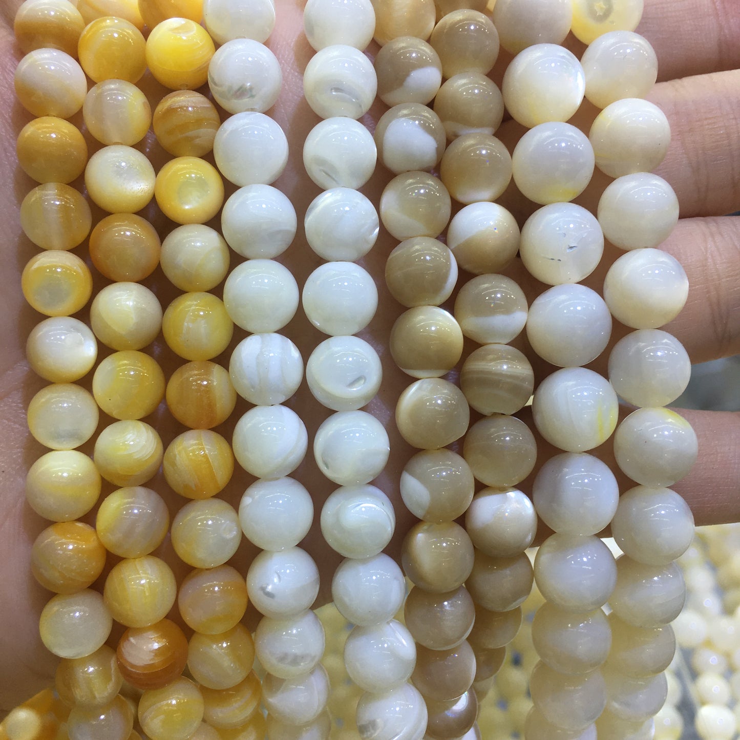 Round Smooth Mother of Pearl MOP Beads