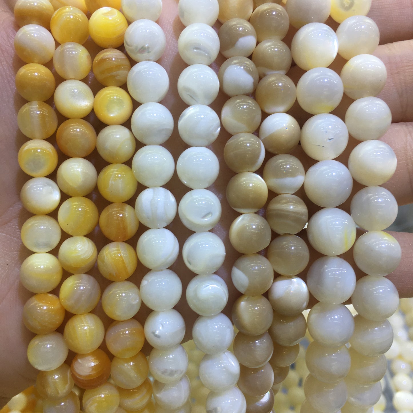 Round Smooth Mother of Pearl MOP Beads