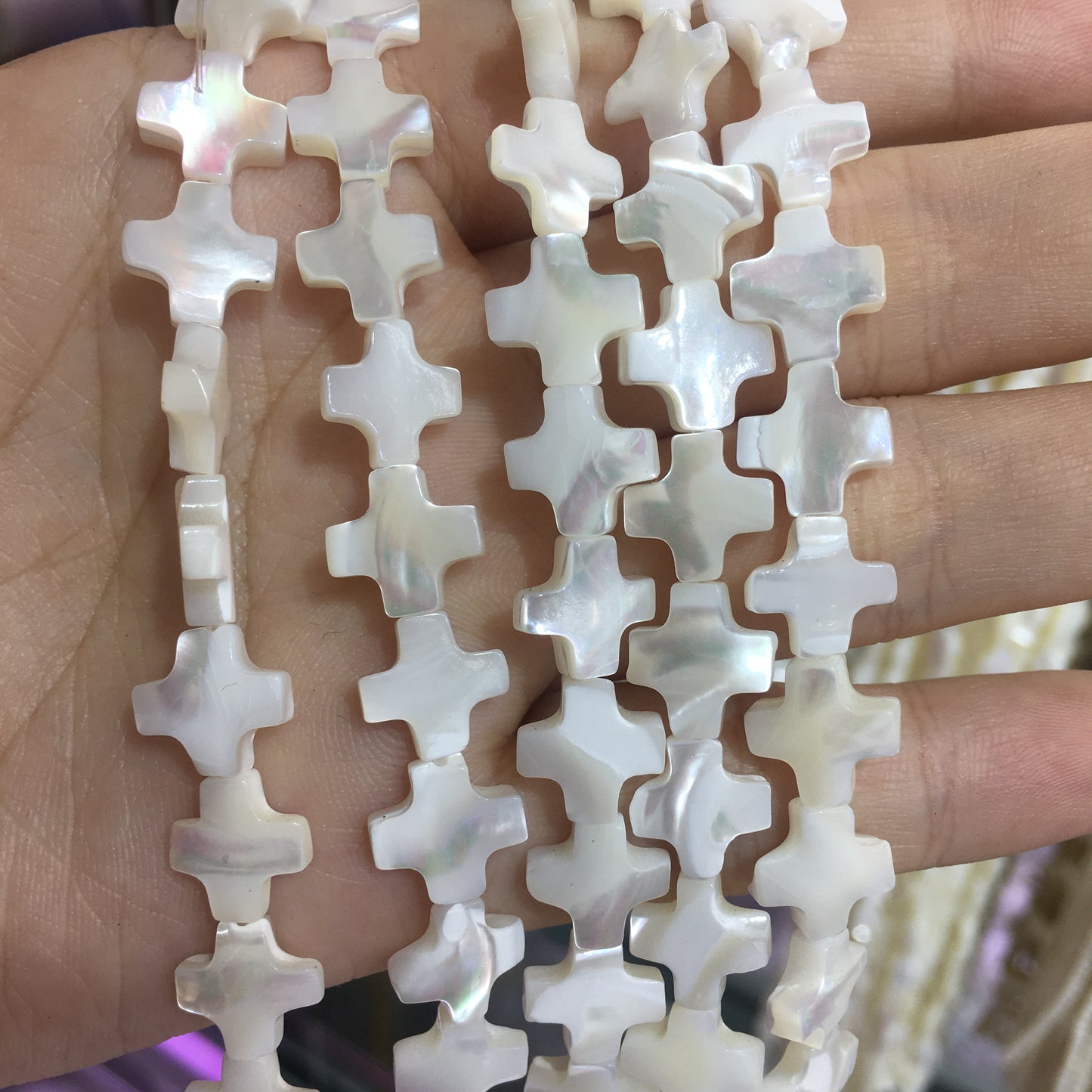 Cross Shape Mother of Pearl MOP Beads