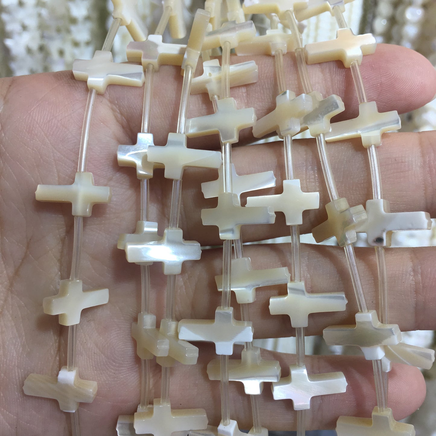 Cross Shape Mother of Pearl MOP Beads