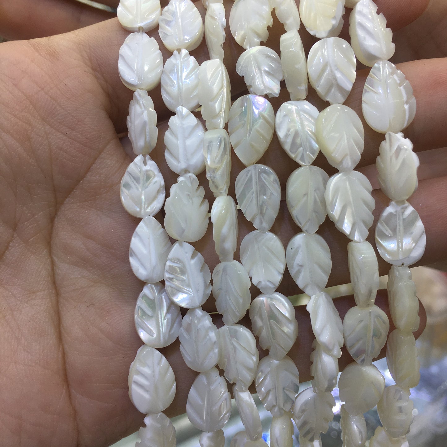 6X9MM Leaf Shape Mother of Pearl MOP Beads