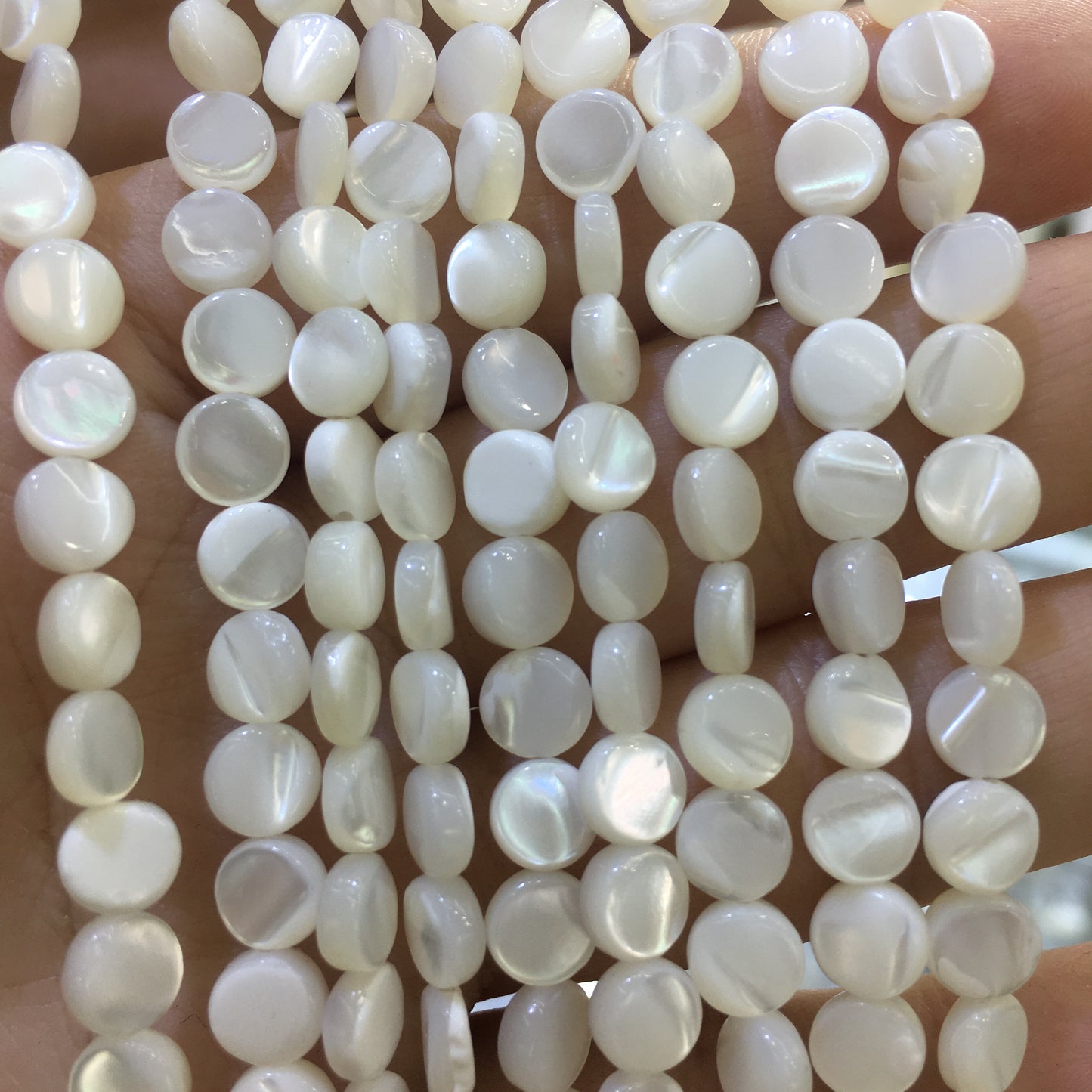 8mm Coin Mother of Pearl MOP Beads