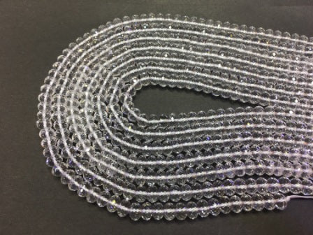 Faceted Rondelle Clear Quartz Beads