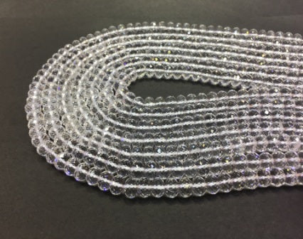 Faceted Rondelle Clear Quartz Beads
