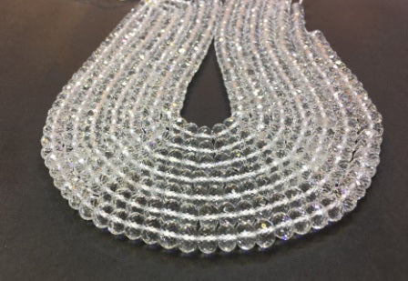 Faceted Rondelle Clear Quartz Beads