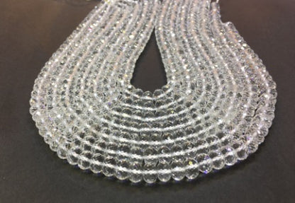 Faceted Rondelle Clear Quartz Beads