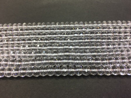 Faceted Rondelle Clear Quartz Beads