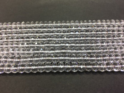Faceted Rondelle Clear Quartz Beads