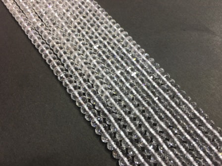 Faceted Rondelle Clear Quartz Beads