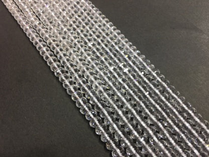Faceted Rondelle Clear Quartz Beads