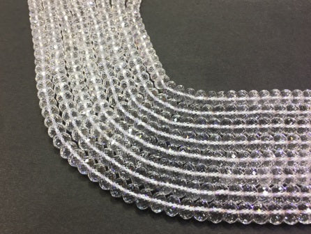 Faceted Rondelle Clear Quartz Beads