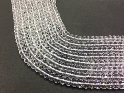Faceted Rondelle Clear Quartz Beads