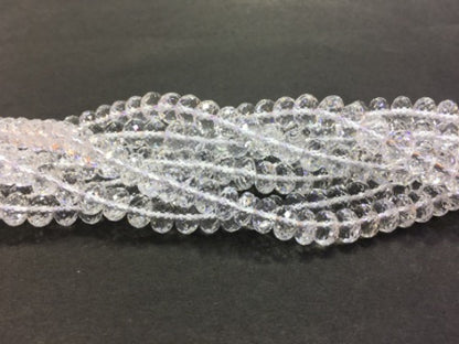 Faceted Rondelle Clear Quartz Beads