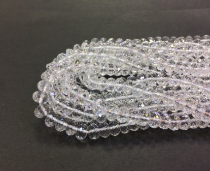 Faceted Rondelle Clear Quartz Beads