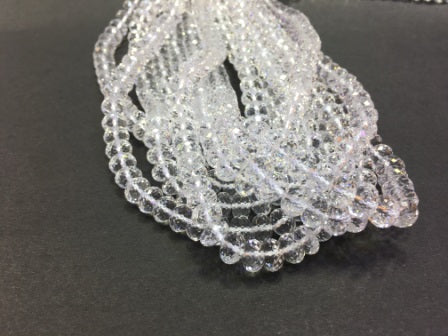Faceted Rondelle Clear Quartz Beads