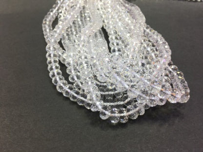 Faceted Rondelle Clear Quartz Beads