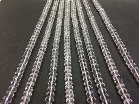 Faceted Rondelle Clear Quartz Beads