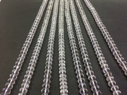 Faceted Rondelle Clear Quartz Beads