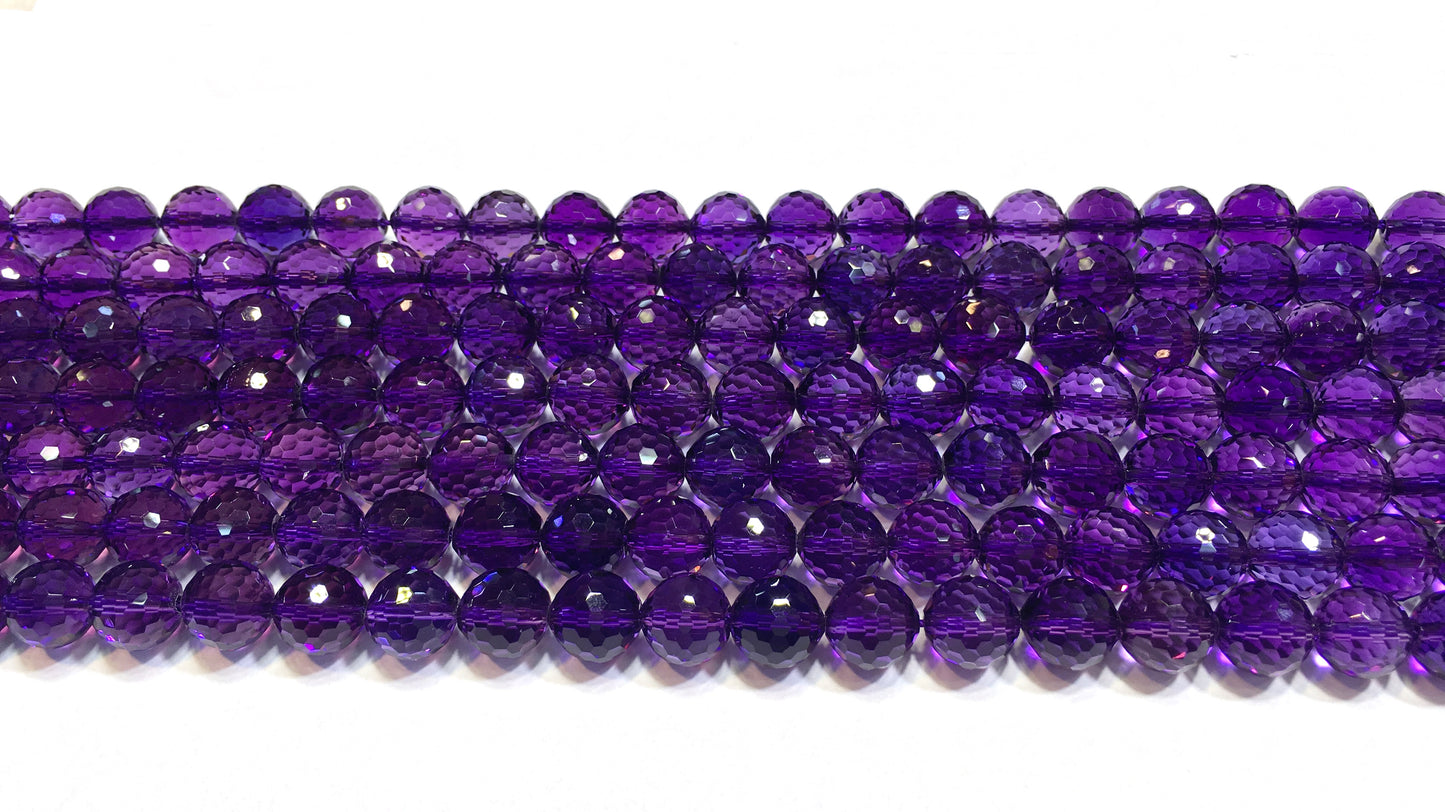 Faceted Round Piezoelectric Amethyst Beads
