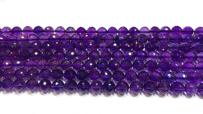 Faceted Round Piezoelectric Amethyst Beads