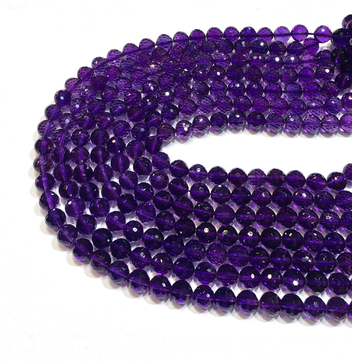 Faceted Round Piezoelectric Amethyst Beads