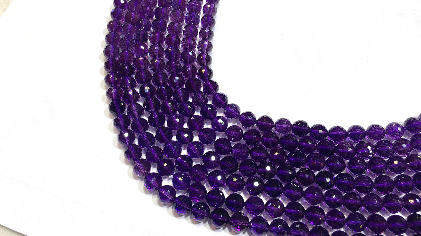 Faceted Round Piezoelectric Amethyst Beads