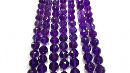 Faceted Round Piezoelectric Amethyst Beads