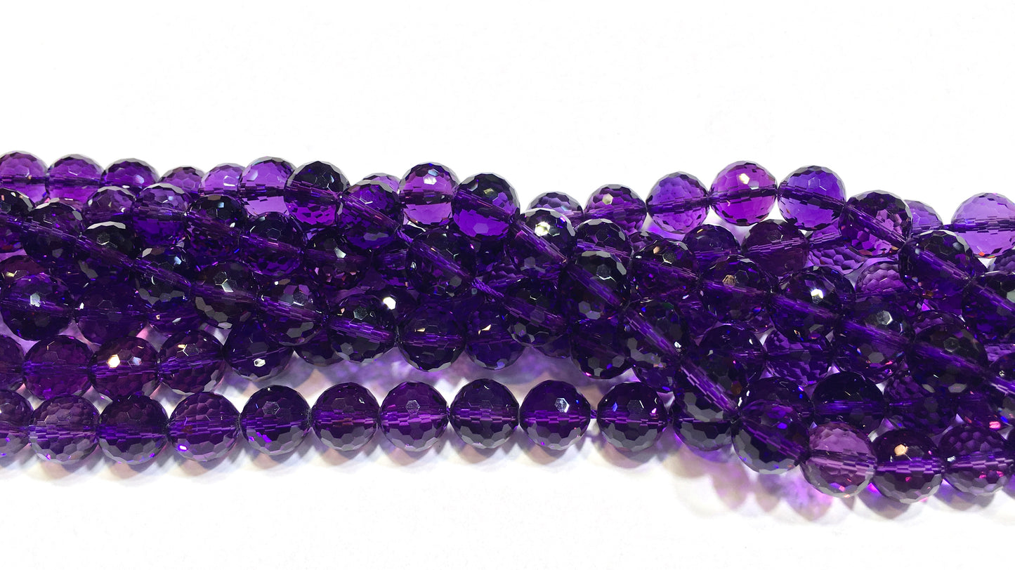 Faceted Round Piezoelectric Amethyst Beads