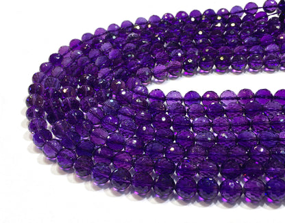 Faceted Round Piezoelectric Amethyst Beads